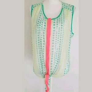 Style & Co XL Sheer Sleeveless Blouse Front Tie